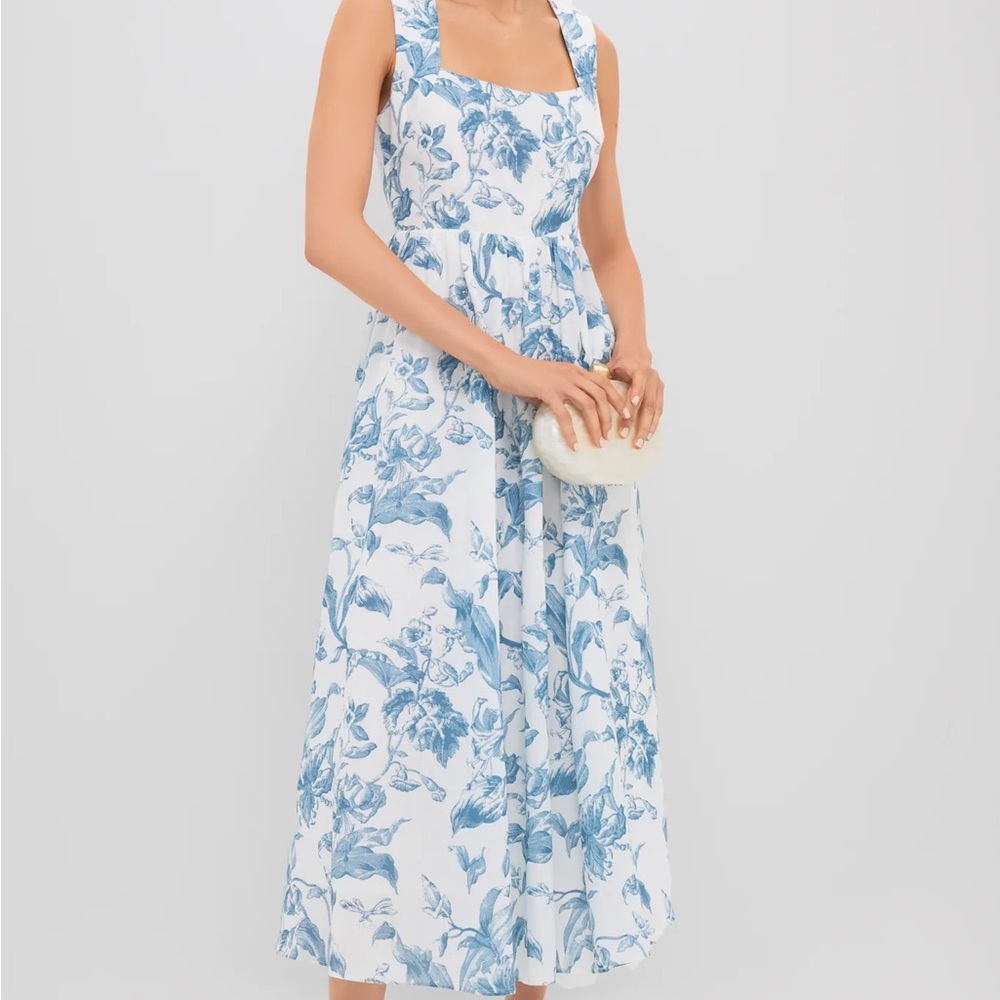 Tuckernuck Blue and White Floral Midi Dress